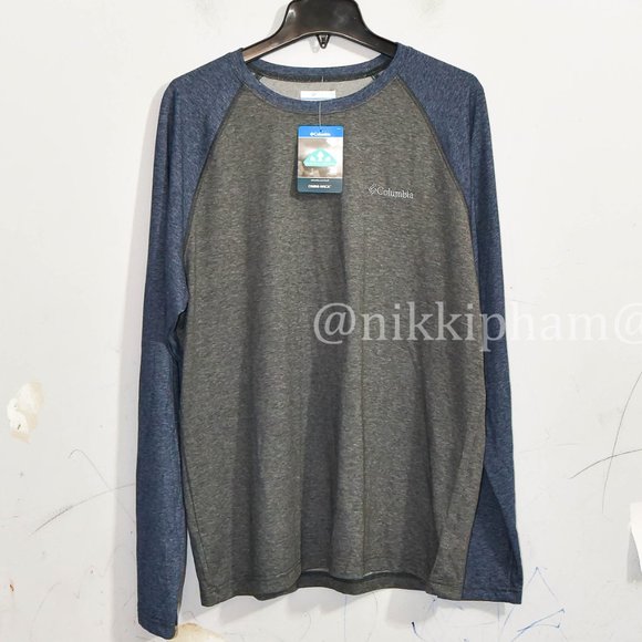 NWT Columbia Men’s Long Sleeve Raglan Tee size XL Omni-Wick™ in blue - Picture 2 of 7